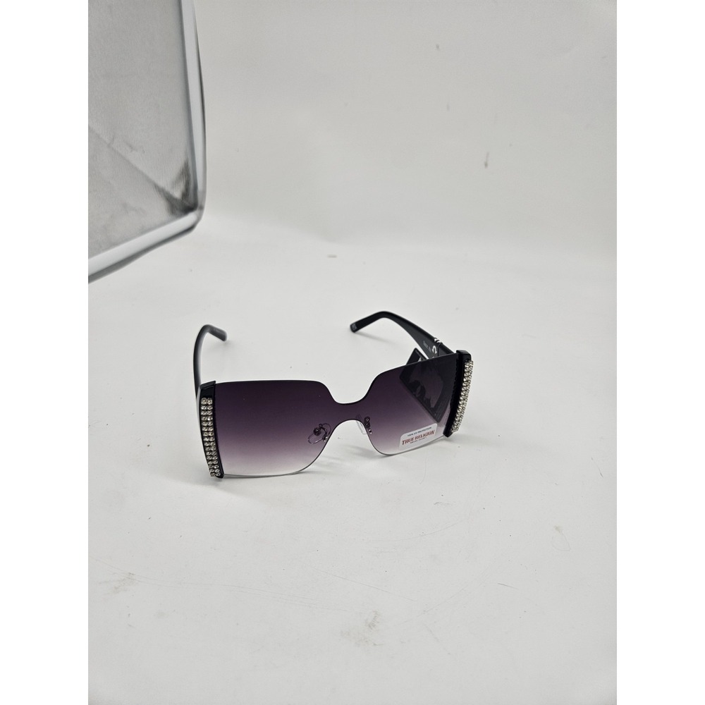 True Religion 100% UV Protection Sunglasses Black Frame W/ Jewel Sides NWT